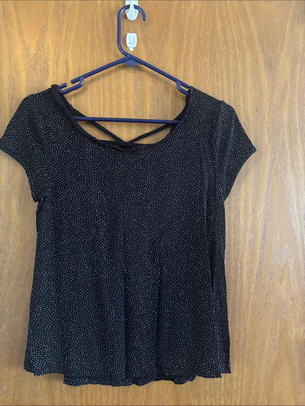 Jennifer Lopez Black Polka Dot Short Sleeve Top